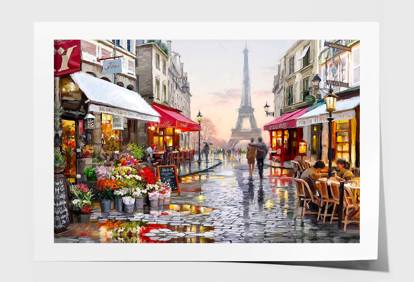 Eiffel Tower & Street View Oil Painting Wall Art High Quality Print Unframed Roll Canvas None