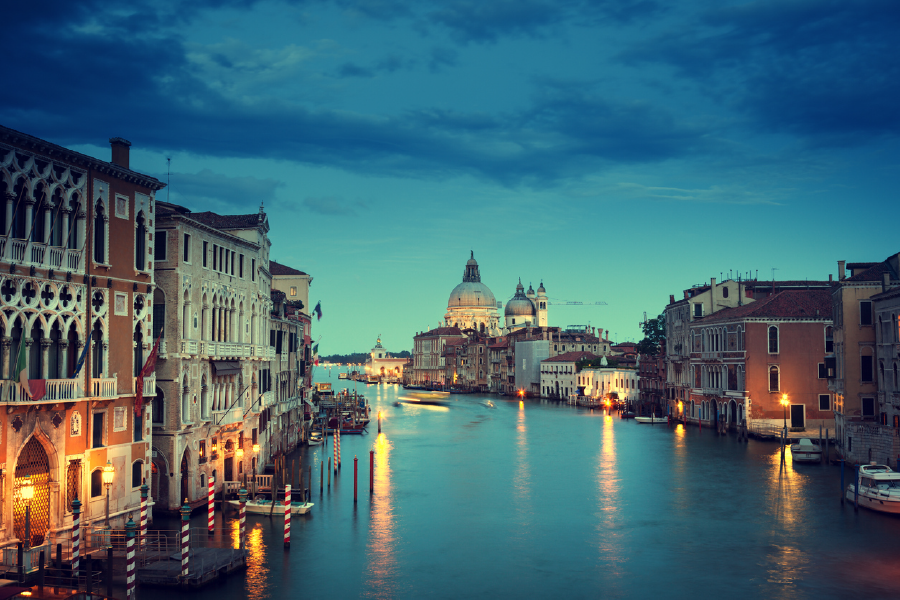 Boats On Sea & City In Italy Sky View Print 100% Australian Made