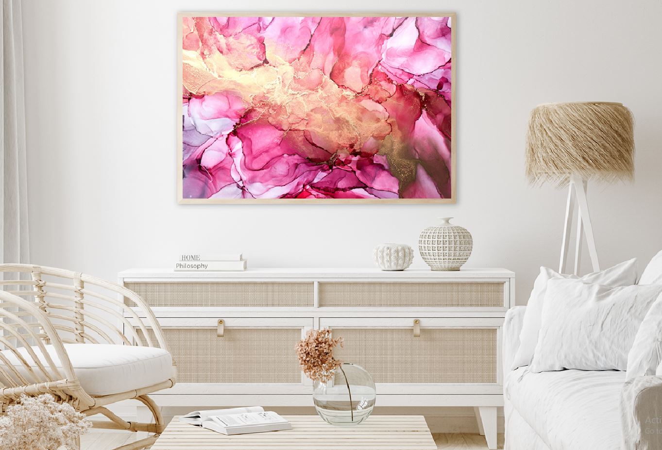 Pink & Gold Abstract Design Painting Home Decor Premium Quality Poster Print Choose Your Sizes