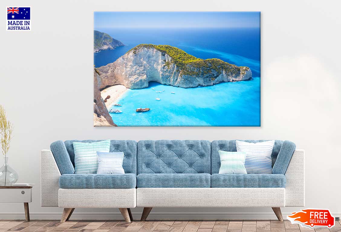 Navagio Bay & Ship Wreck Beach View Photograph Print 100% Australian Made