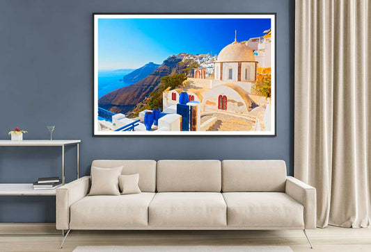 View of Santorini Cyclades Island Photograph Home Decor Premium Quality Poster Print Choose Your Sizes