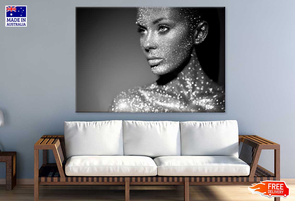 Girl with Bright Lights B&W View Photograph Print 100% Australian Made