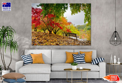 Autumn Garden with Wooden Chair Photograph Print 100% Australian Made