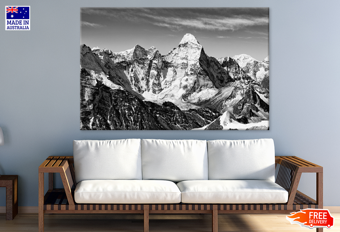 B&W Rock Mountaon & Sky View Photograph Print 100% Australian Made