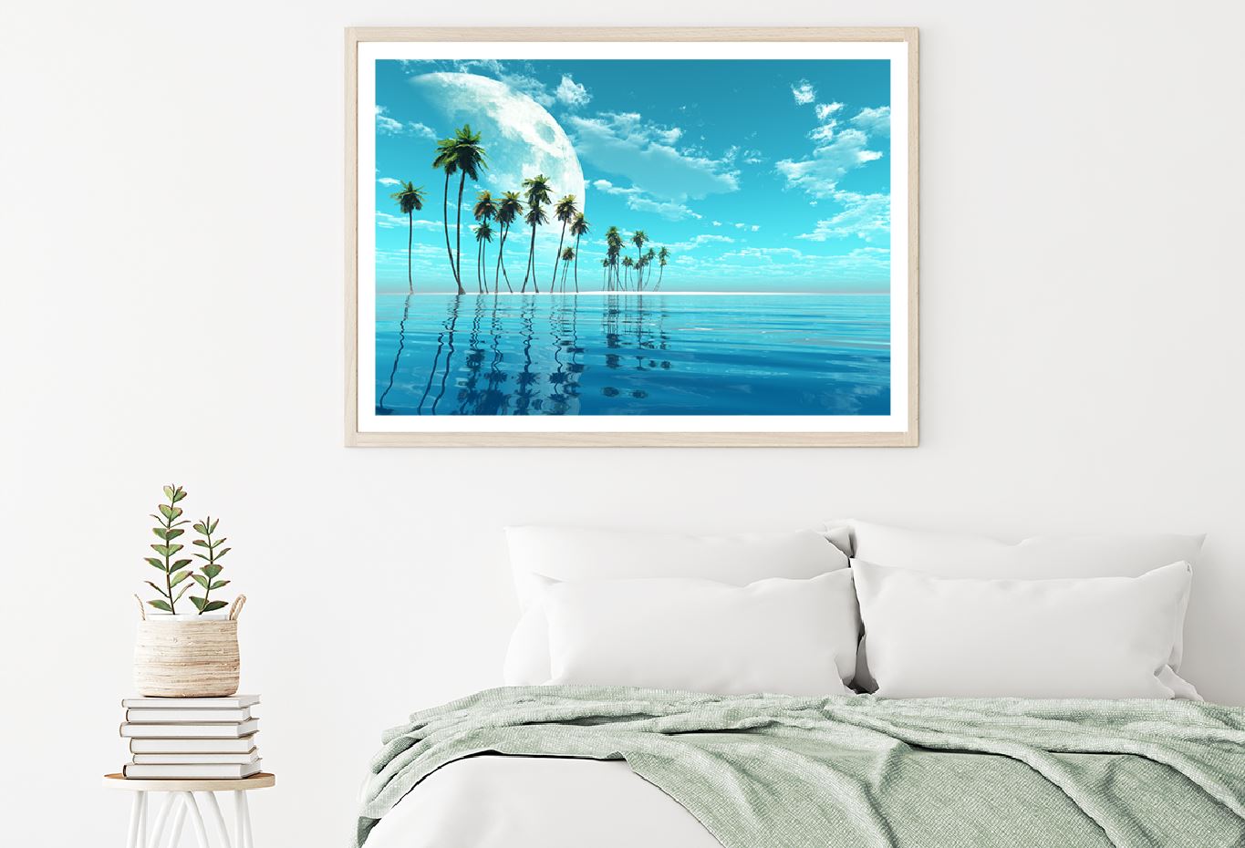 Coconut Island Under Moon & Sea View Photograph Home Decor Premium Quality Poster Print Choose Your Sizes