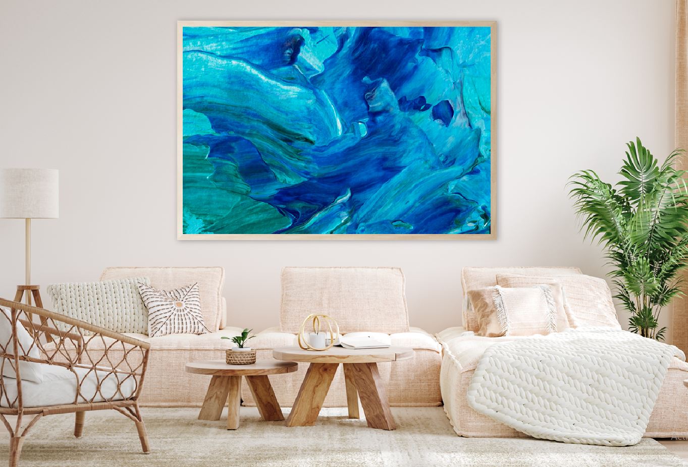 Blue Waves Abstract Painting Art Home Decor Premium Quality Poster Print Choose Your Sizes