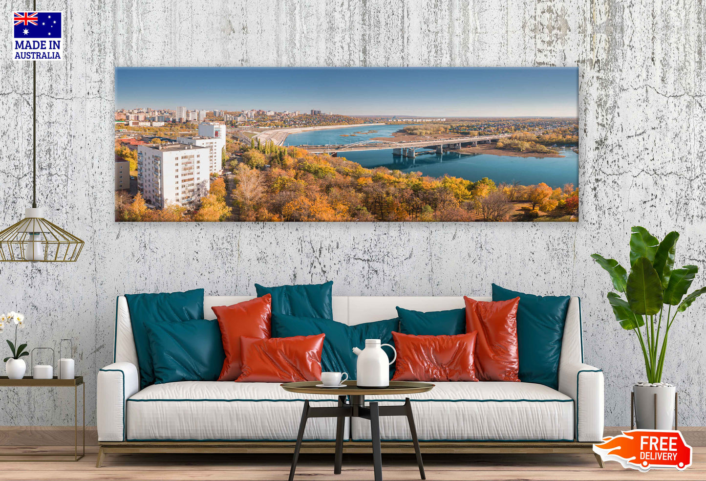 Panoramic Canvas Ufa City Bridge View Photograph High Quality 100% Australian Made Wall Canvas Print Ready to Hang