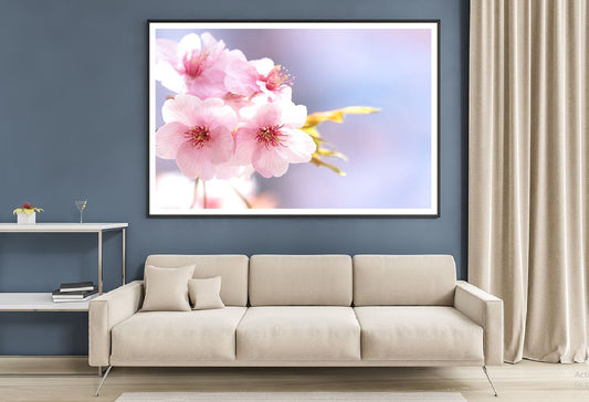 White Pink Flowers Closeup View Photograph Home Decor Premium Quality Poster Print Choose Your Sizes