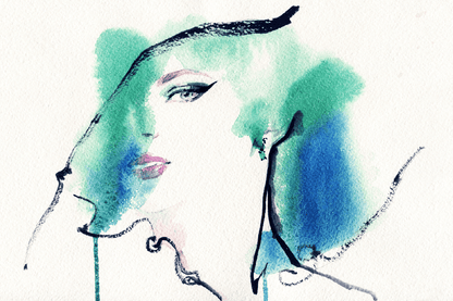 Woman Face & Colorful Hair Abstract Watercolor Painting Print 100% Australian Made