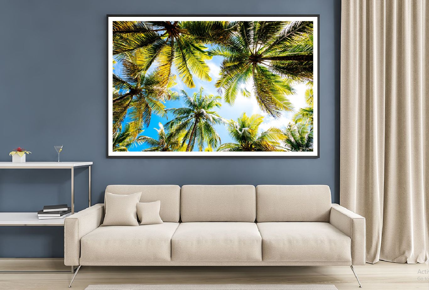 Palm Trees Bottom View & Blue Sky View Photograph Home Decor Premium Quality Poster Print Choose Your Sizes