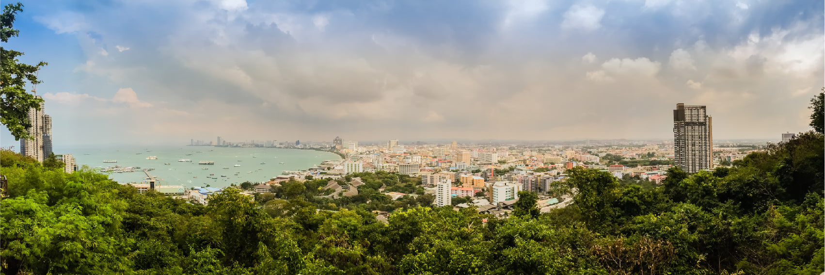 Panoramic Canvas Pattaya Bay City View Photograph High Quality 100% Australian Made Wall Canvas Print Ready to Hang