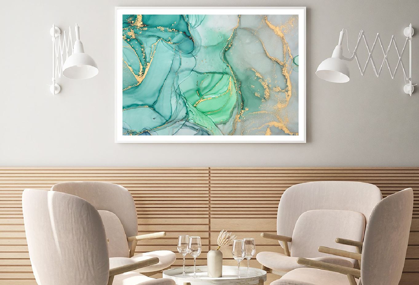 Green Grey & Gold Marble Abstract Design Home Decor Premium Quality Poster Print Choose Your Sizes