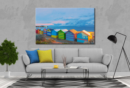 Stunning Box houses beach seashore Print 100% Australian Made