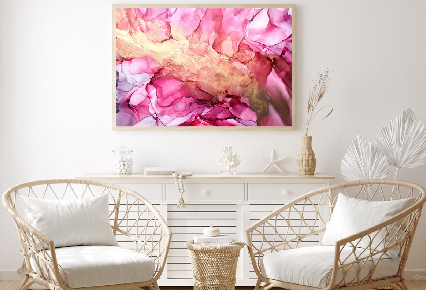 Pink & Gold Abstract Design Painting Home Decor Premium Quality Poster Print Choose Your Sizes