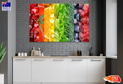 Organic Fruits and Vegetables Collage Design Print 100% Australian Made