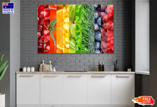 Organic Fruits and Vegetables Collage Design Print 100% Australian Made