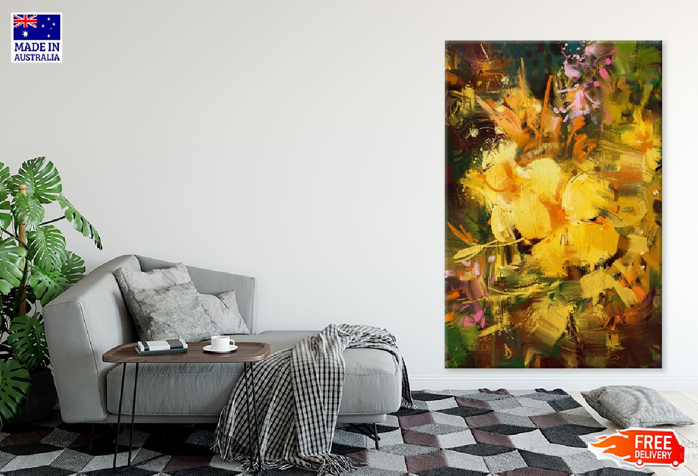 Gold & Yellow Abstract Painting Art Print 100% Australian Made