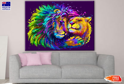 Lion & Lioness Portrait Abstract Portrait Design Print 100% Australian Made