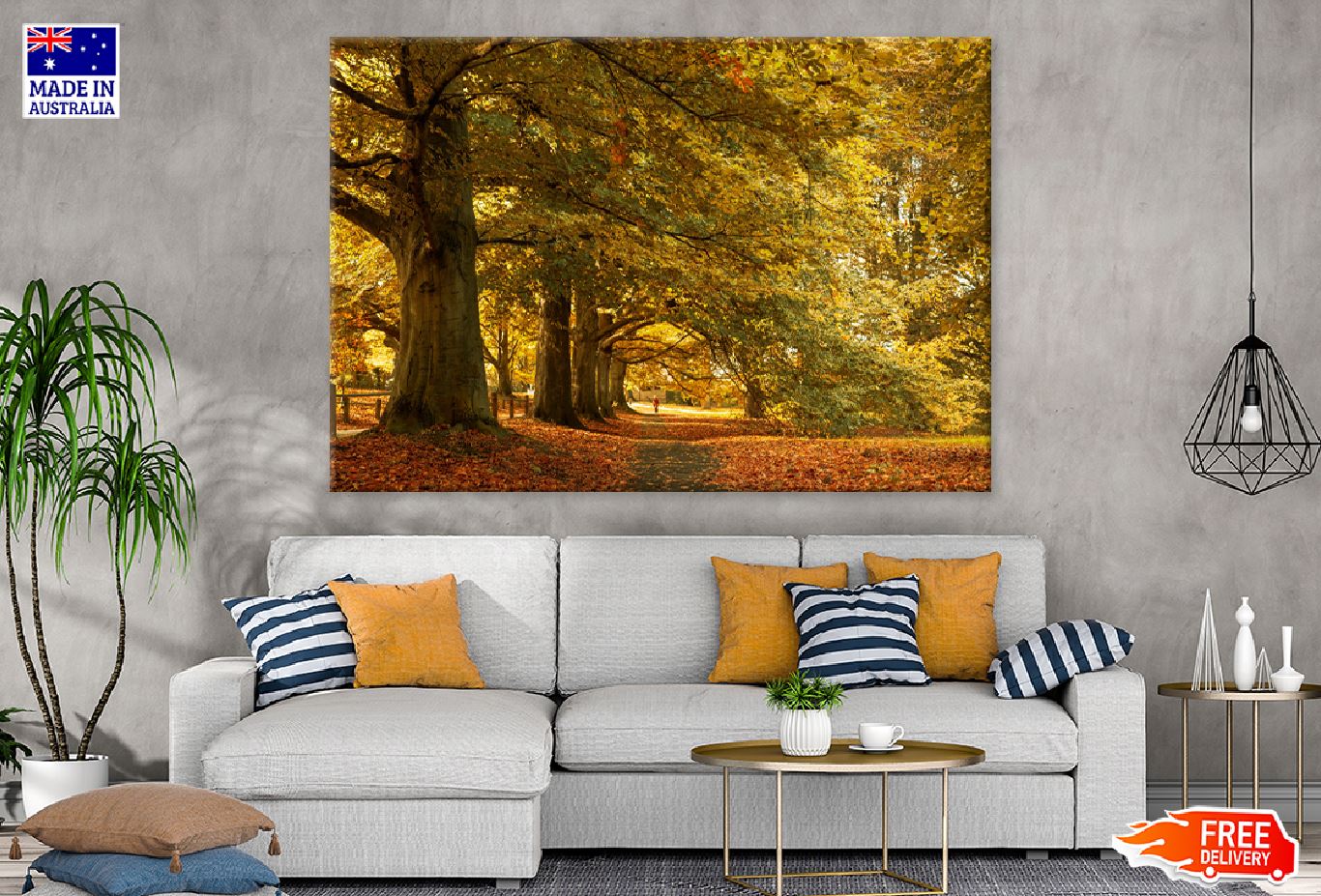 Yellow Autumn Trees Park Scenery View Photograph Print 100% Australian Made