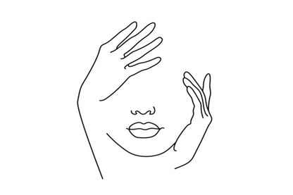 Woman Face With Hand B&W Line Art Design Print 100% Australian Made