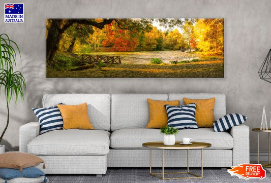 Panoramic Canvas Autumn Forest High Quality 100% Australian made wall Canvas Print ready to hang