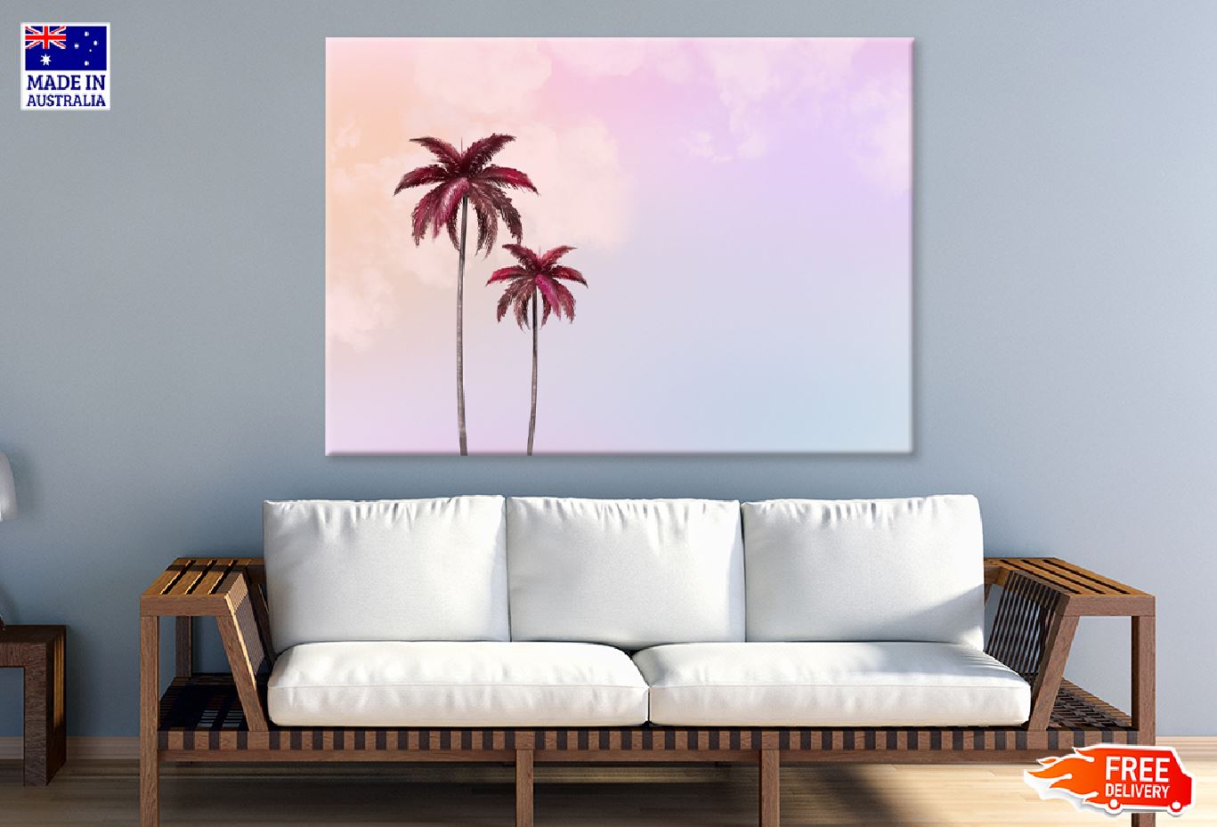 Aesthetic Background & Palm Trees Illustration Print 100% Australian Made