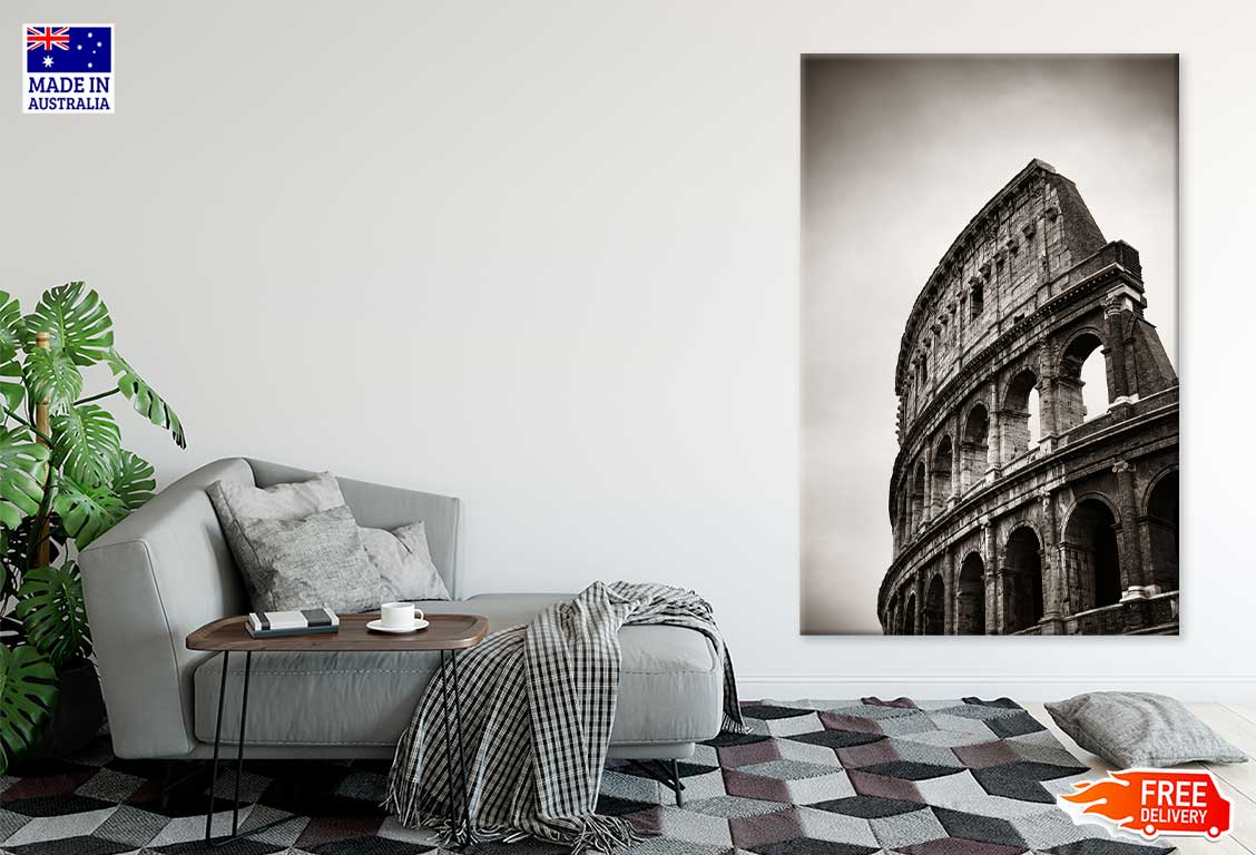 Colosseum Closeup View B&W Photograph Print 100% Australian Made