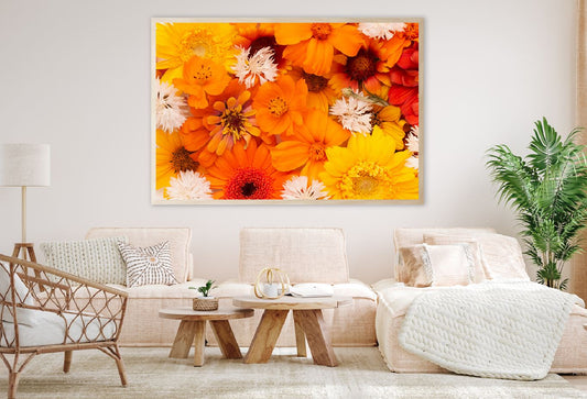 White Orange & Yellow Flowers View Photograph Home Decor Premium Quality Poster Print Choose Your Sizes