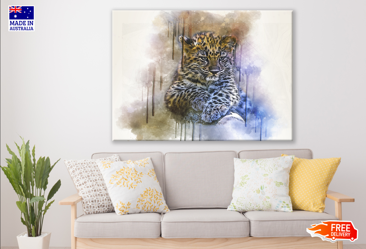 Leopard Cub Portrait Illustration Print 100% Australian Made