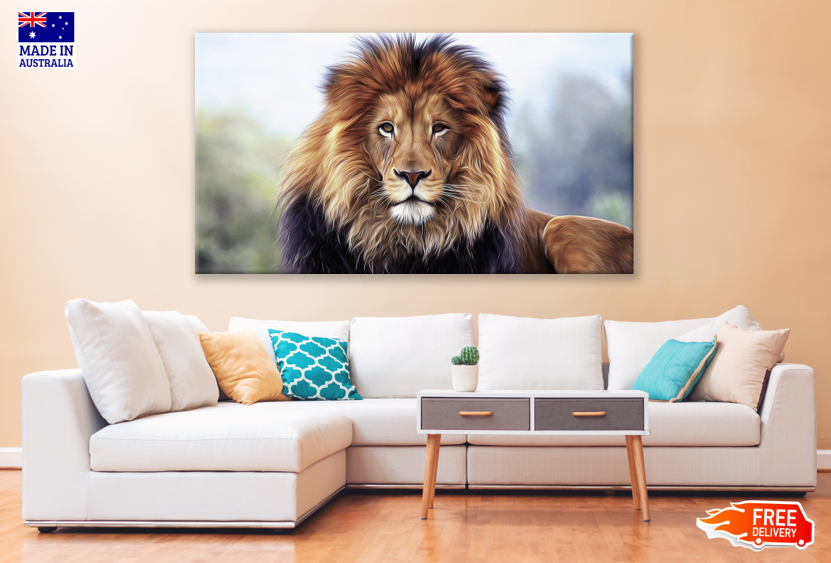 Lion Portrait Illustration Print 100% Australian Made