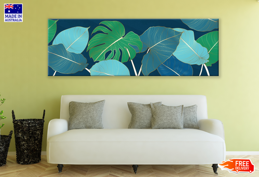 Panoramic Canvas Abstract Leaf Design High Quality 100% Australian made wall Canvas Print ready to hang