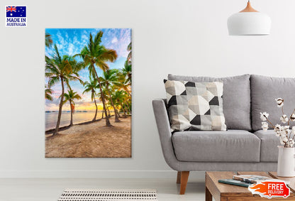 Sunset over Beach Palm Trees View Photograph Print 100% Australian Made