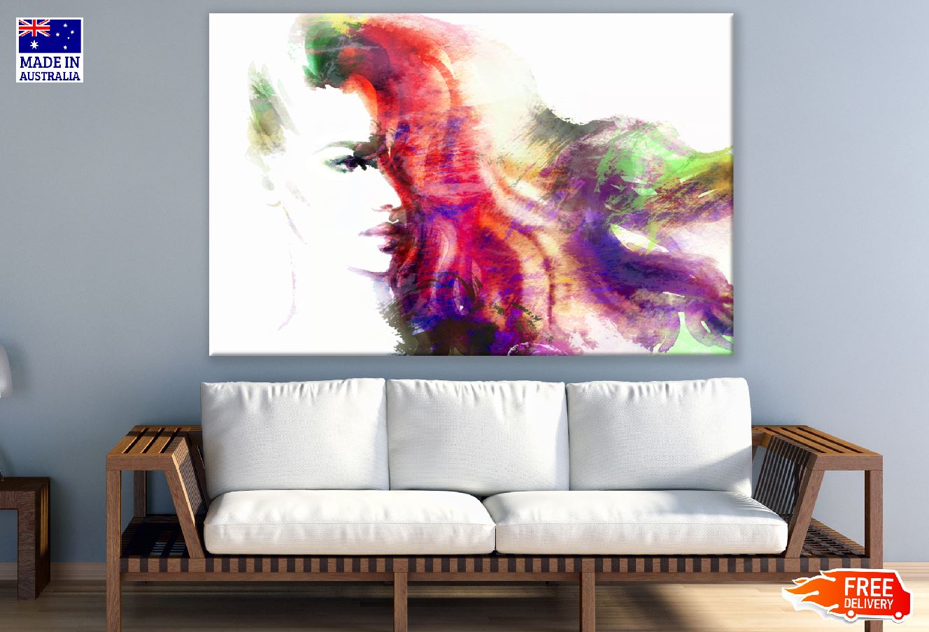 Fashion Woman with Colorful Hair Abstract Watercolor Painting Print 100% Australian Made