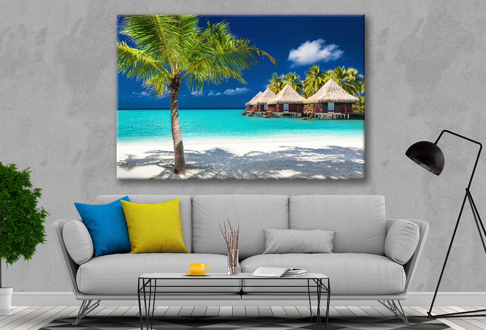 Bella Home Tropical Island & Palm Trees Print Canvas Ready to hang