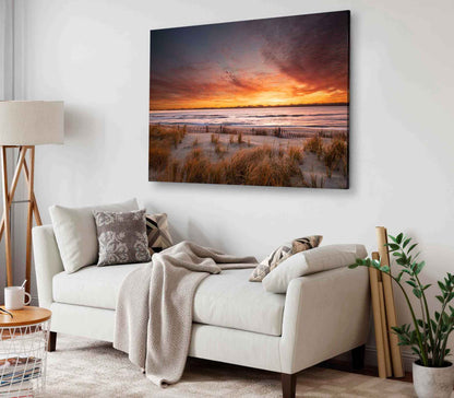 Bella Home Golden Sunrise Long Beach Island Print Canvas Ready to hang