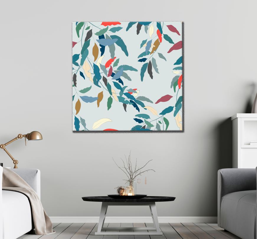 Square Canvas Colourful Leaves Painting High Quality Print 100% Australian Made