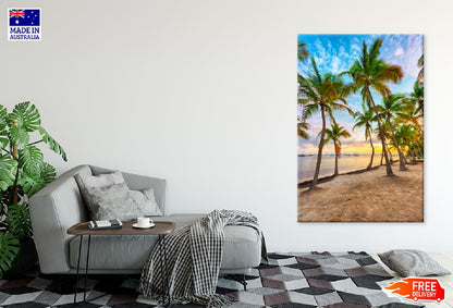 Sunset over Beach Palm Trees View Photograph Print 100% Australian Made