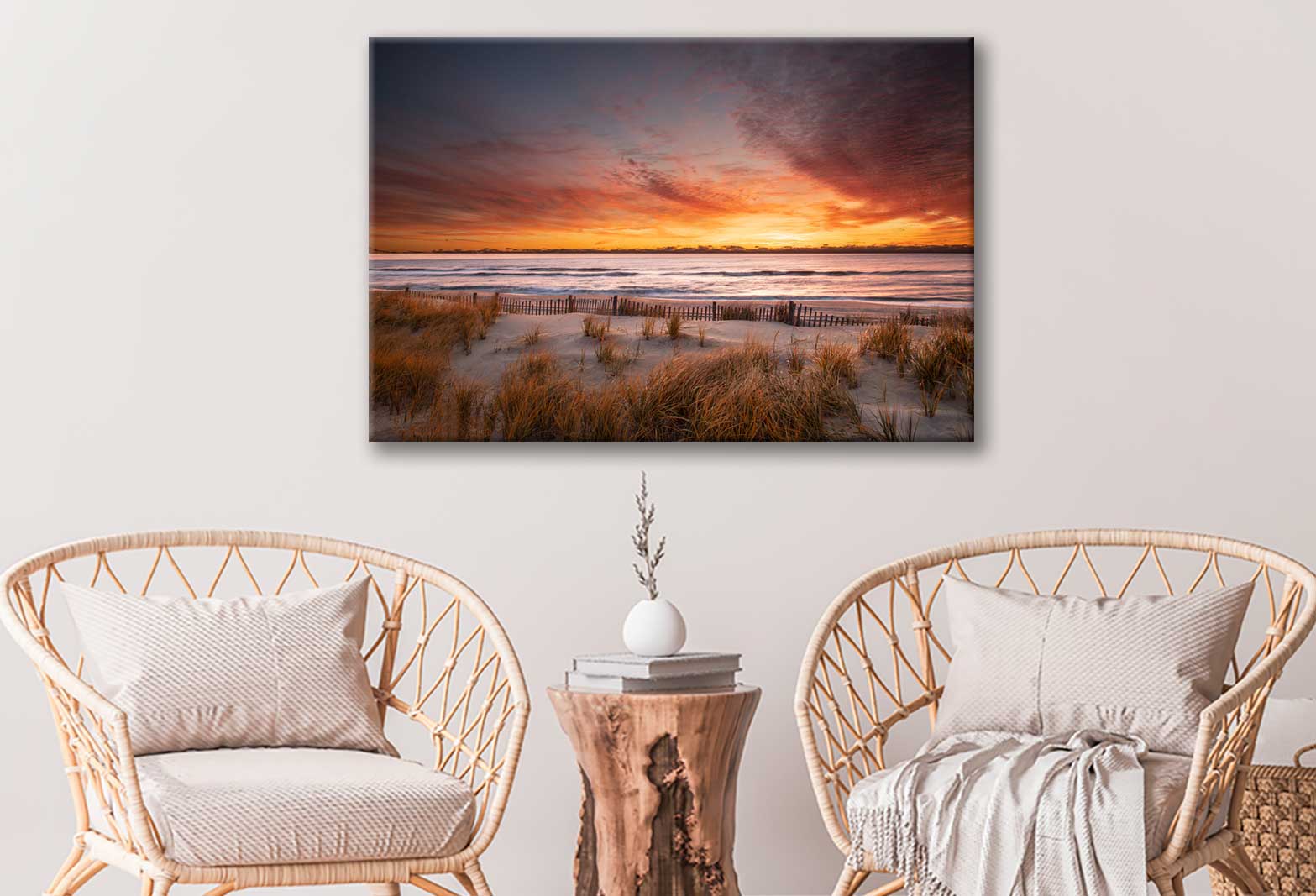 Bella Home Golden Sunrise Long Beach Island Print Canvas Ready to hang