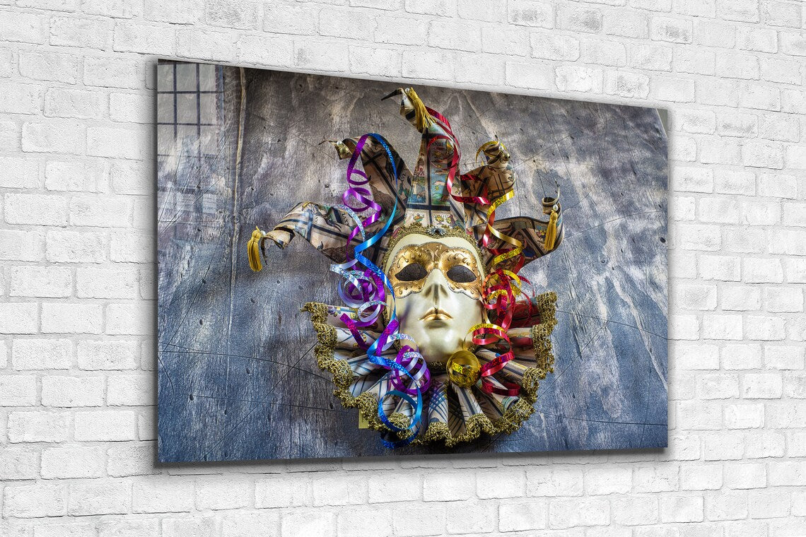 Festival Mask Design Print Tempered Glass Wall Art 100% Made in Australia Ready to Hang