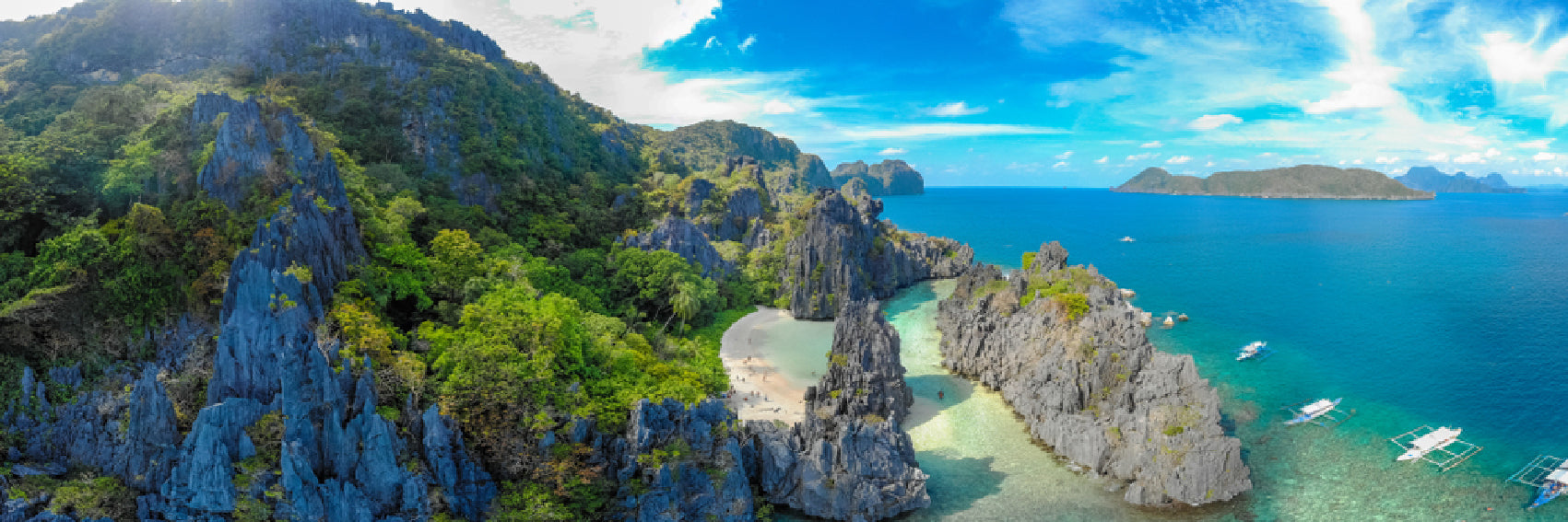 Panoramic Canvas Island & Sea Sky Scenery View Photograph High Quality 100% Australian Made Wall Canvas Print Ready to Hang