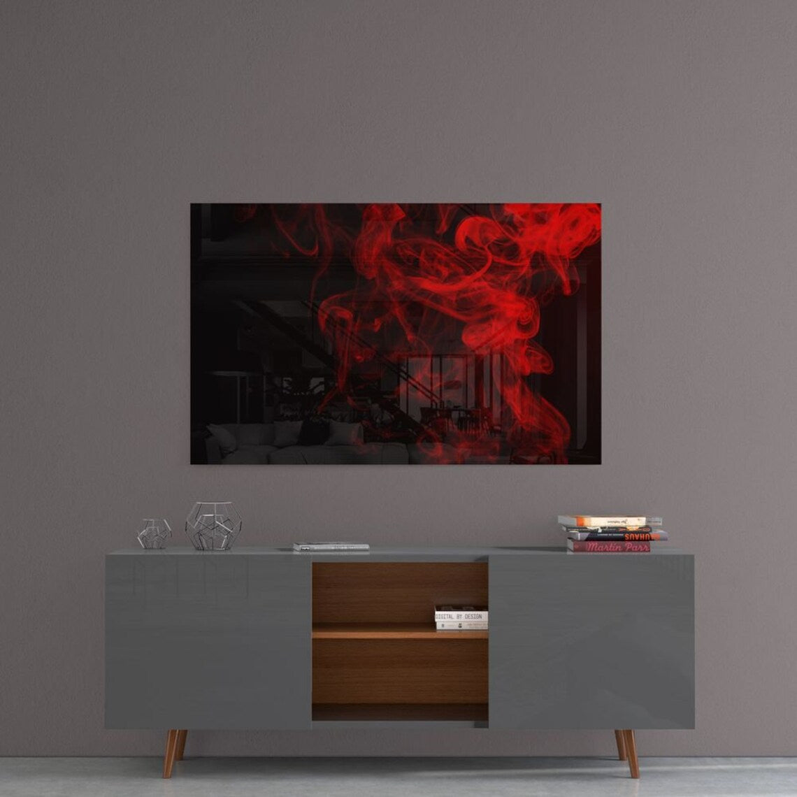 Red Ink Abstract Design Print Tempered Glass Wall Art 100% Made in Australia Ready to Hang