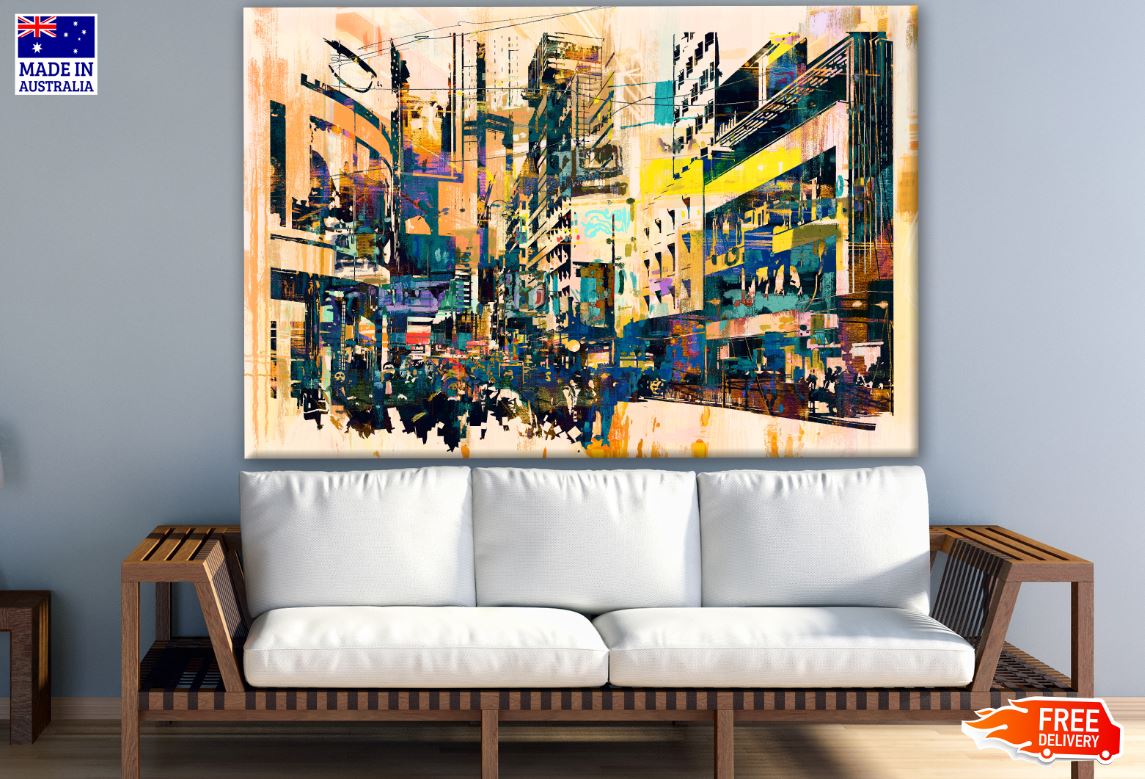 Abstract Art of Cityscape Watercolor Painting Print 100% Australian Made