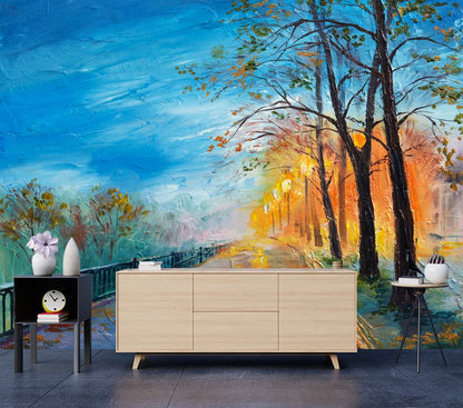 Wallpaper Murals Peel and Stick Removable Forest Watercolor Painting High Quality