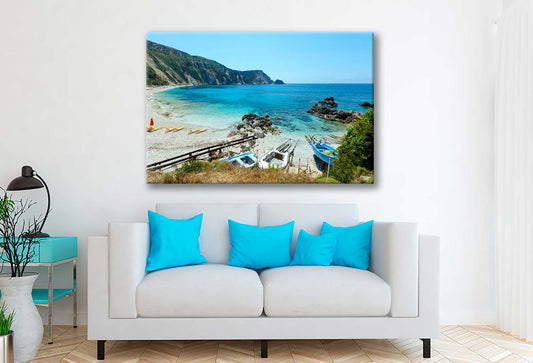 Bella Home Petani Beach Summer View in Greece Print Canvas Ready to hang