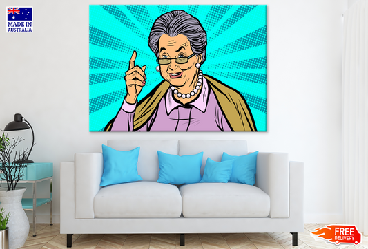 Granny Showing Finger Illustration Print 100% Australian Made
