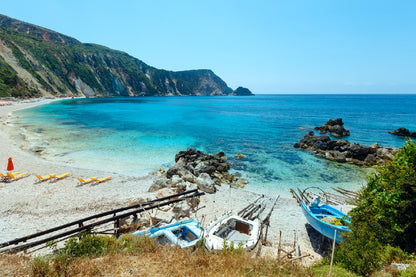 Bella Home Petani Beach Summer View in Greece Print Canvas Ready to hang