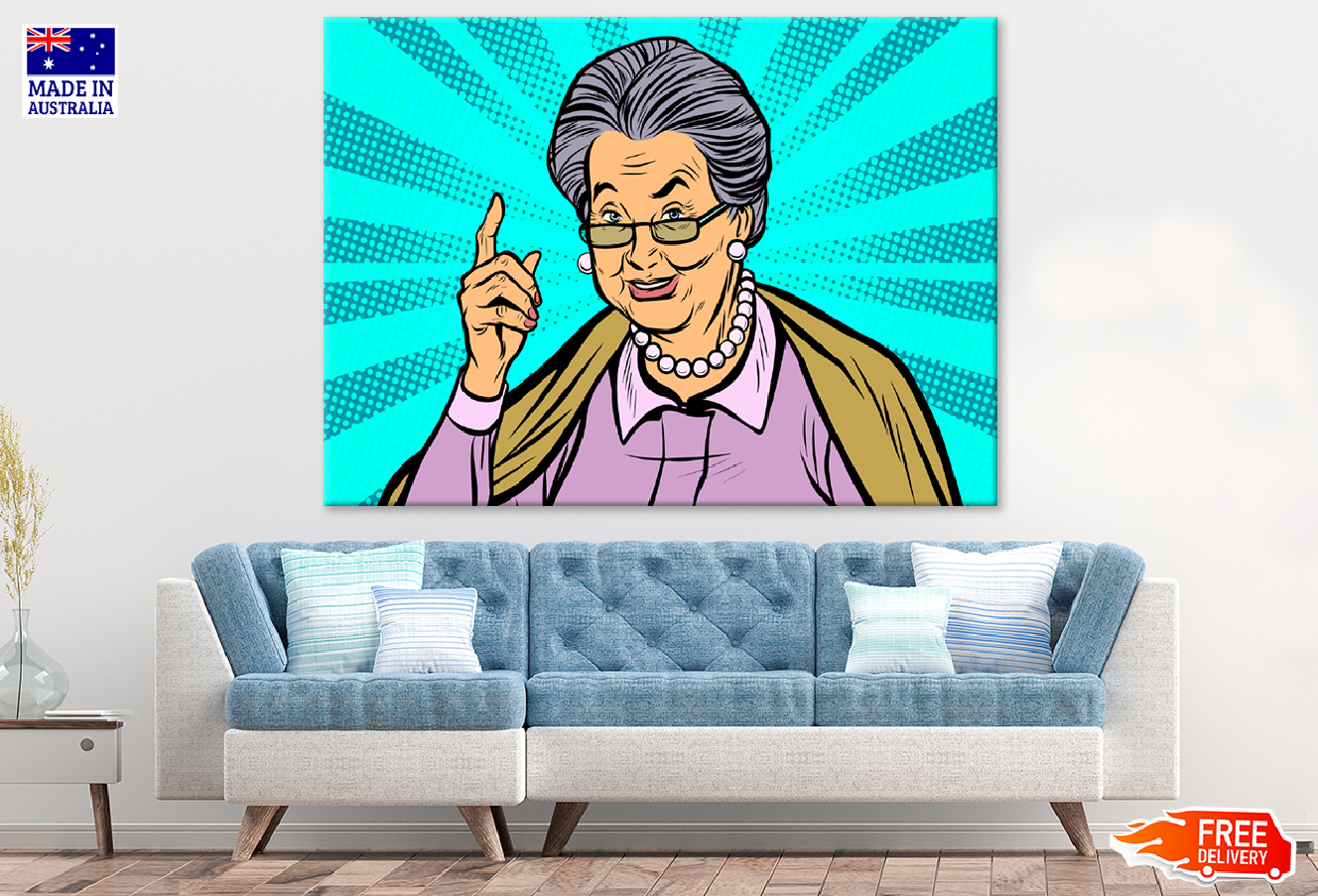 Granny Showing Finger Illustration Print 100% Australian Made