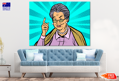 Granny Showing Finger Illustration Print 100% Australian Made