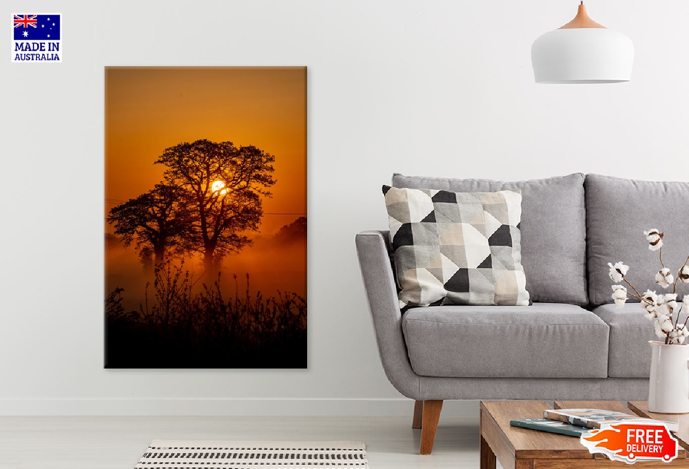 Trees Sun Setting View Photograph Print 100% Australian Made