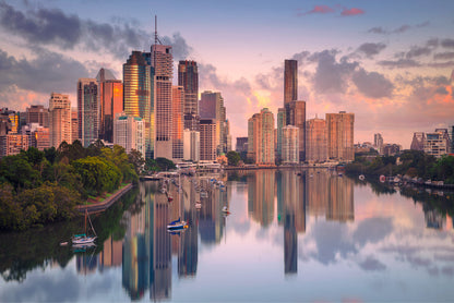 Bella Home Brisbane Skyline During Sunrise Print Canvas Ready to hang